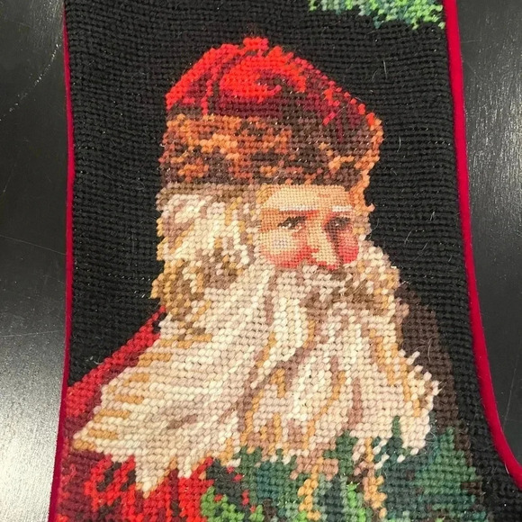Vintage Imperial Elegance Cross Stitch Old World Santa Red Christmas Stocking - Picture 8 of 9